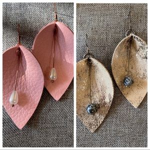 🍁5/25🍁 Leather Leaf Boho Statement Earrings